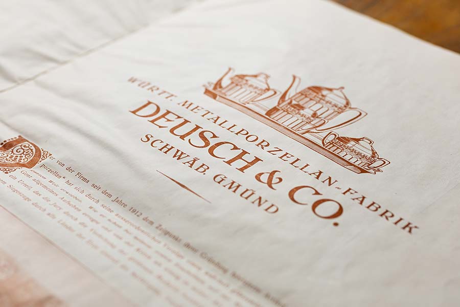 Historisches Archivdokument mit Aufdruck „Deusch & Co.“ aus der Unternehmensgeschichte