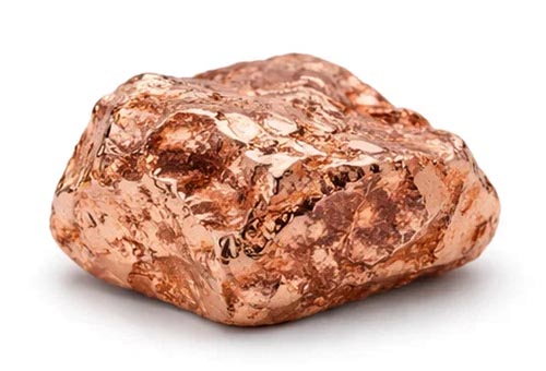 Kupferfarbene Metallabbildung als Symbol für Kupferbeschichtung in der Galvanotechnik