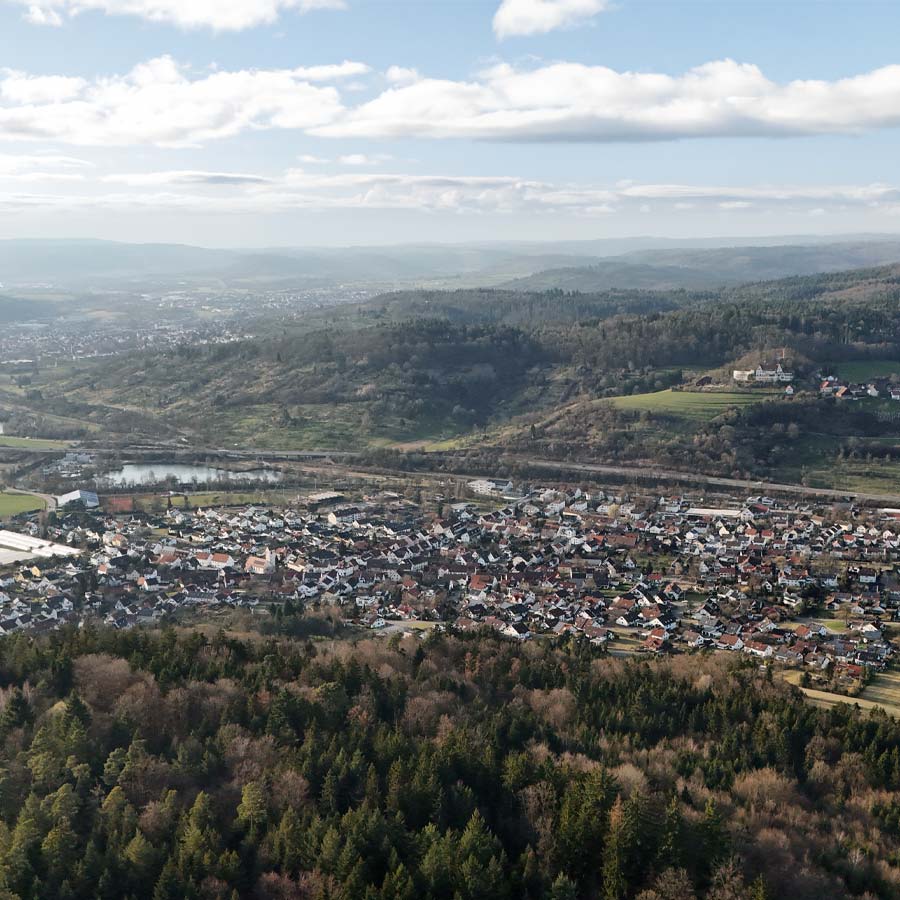 Luftaufnahme der Umgebung rund um den Standort der Deusch & Co. GmbH in Lorch